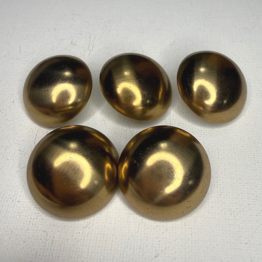 Vintage Brushed Brass Tone Domed Shank Buttons Lot of 5 MCM
